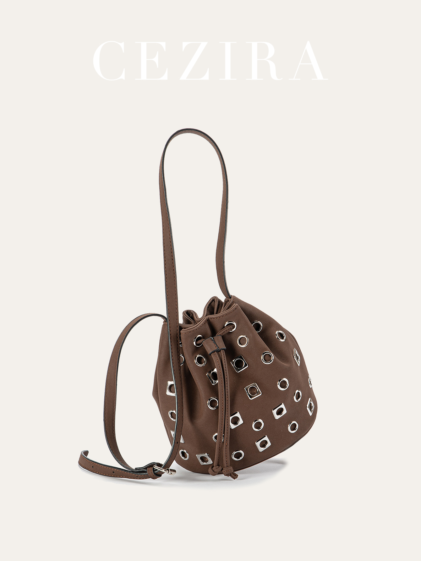 Luxury Bags Vegan - CR レディース ラグジュアリー パンク ホローアウト バケットバッグ