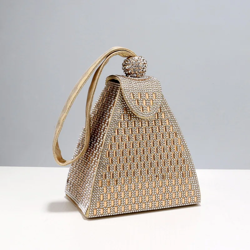 Luxury Bags Pyramid - 女性のためのラインストーン付きの豪華なイブニングバッグ,ピラミッド型のクラッチ,シックなポイント,ファッション,オリジナルブランド,高品質,新しいコレクション