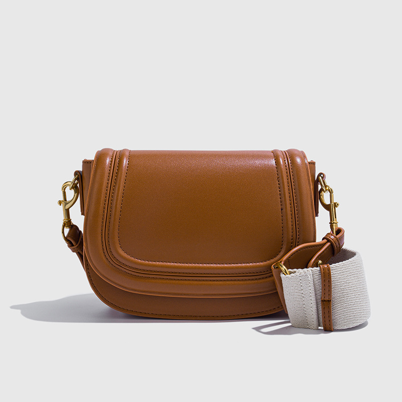 Luxury Bags Vegan - ミニマリストステッチサドルクロスボディバッグ レディース ラグジュアリービーガンレザー レトロショルダーバッグ エレガント デイリー
