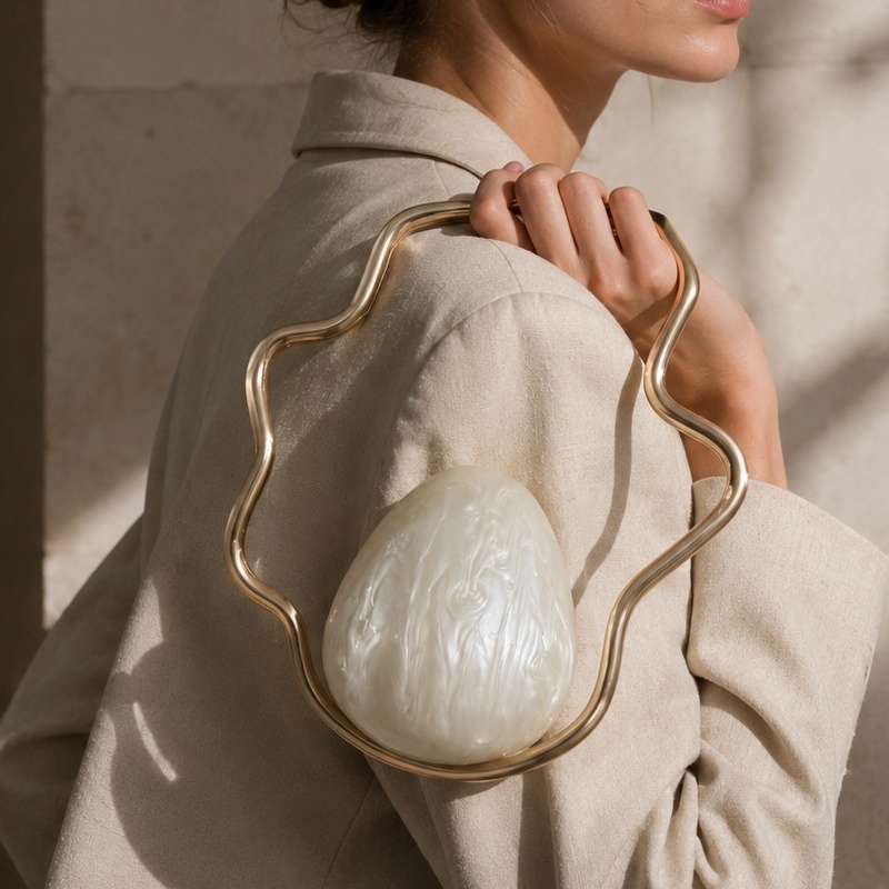 Luxury Bags Vendor - 女性用ミニアクリルエッグバッグ、ゴールドフレーム付きキュートなパールイブニングクラッチバッグ、ウェディングパーティー用高級財布とハンドバッグデザイナー