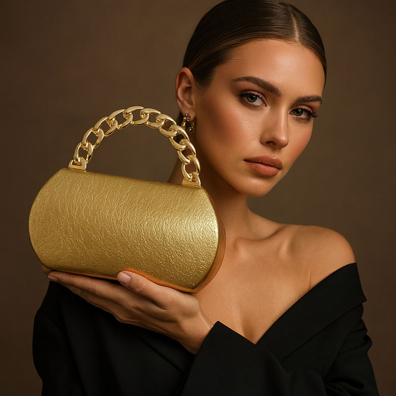 Luxury Bags Vendor - 高級ゴールドメタルバックルボックスクラッチファッションレディースイブニングバッグパーティー宴会クロスボディバッグハーフムーンウェディング財布パーティートート