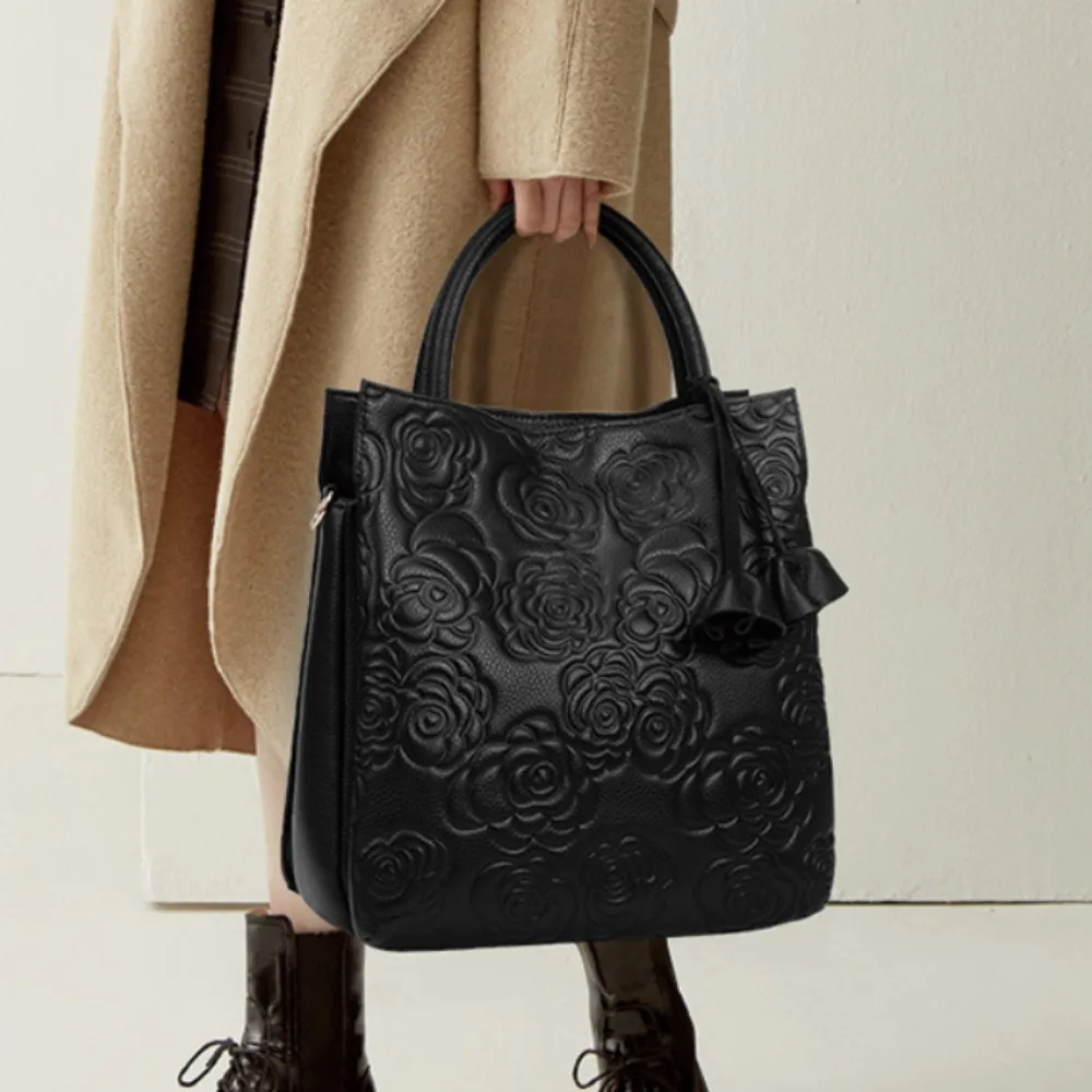 Luxury Bags Vegan - 軽やかな高級感漂うエレガントなレトロ風レディース大容量花柄ハンドバッグ、ファッショナブルなヴィーガンレザーハンドバッグ、レディース財布