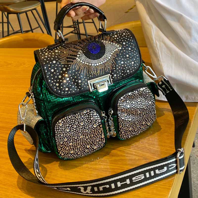 Luxury Bags Brands For Women - 女性用バックパック,大容量ショルダーバッグ,合成皮革,ダイヤモンド,女の子用ランドセル,高級ブランド,新品
