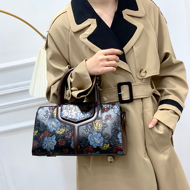ヴィンテージ花柄エンボス加工ボストンバッグ女性高級 3D フ - Luxury Bags Vegan のレビューと価格