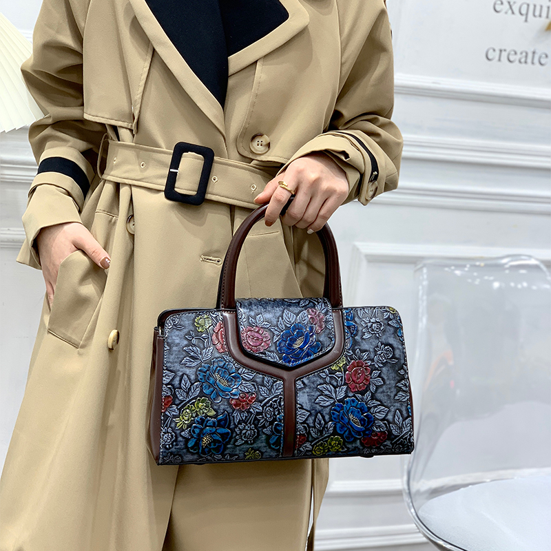 ヴィンテージ花柄エンボス加工ボストンバッグ女性高級 3D フ - Luxury Bags Vegan のレビューと価格