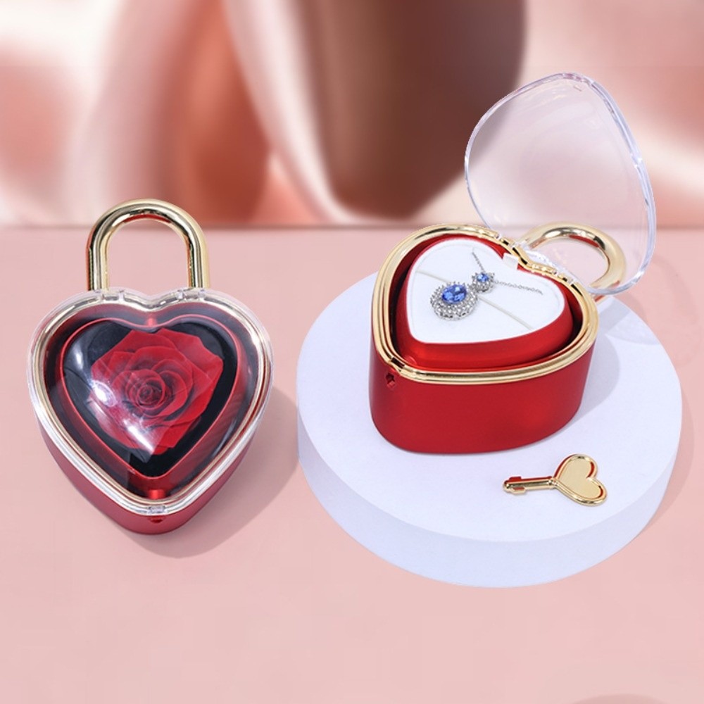 回転式ハート型南京錠ジュエリーボックス高級石鹸ローズフラワー - Luxury Bags List のレビューと価格