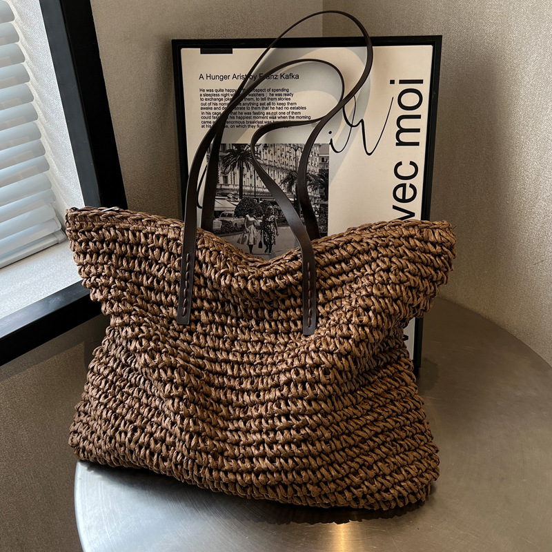 女性のための大きな編まれたストローバッグ,ビーチバッグ,大容 - Luxury Bags Vendor のレビューと価格