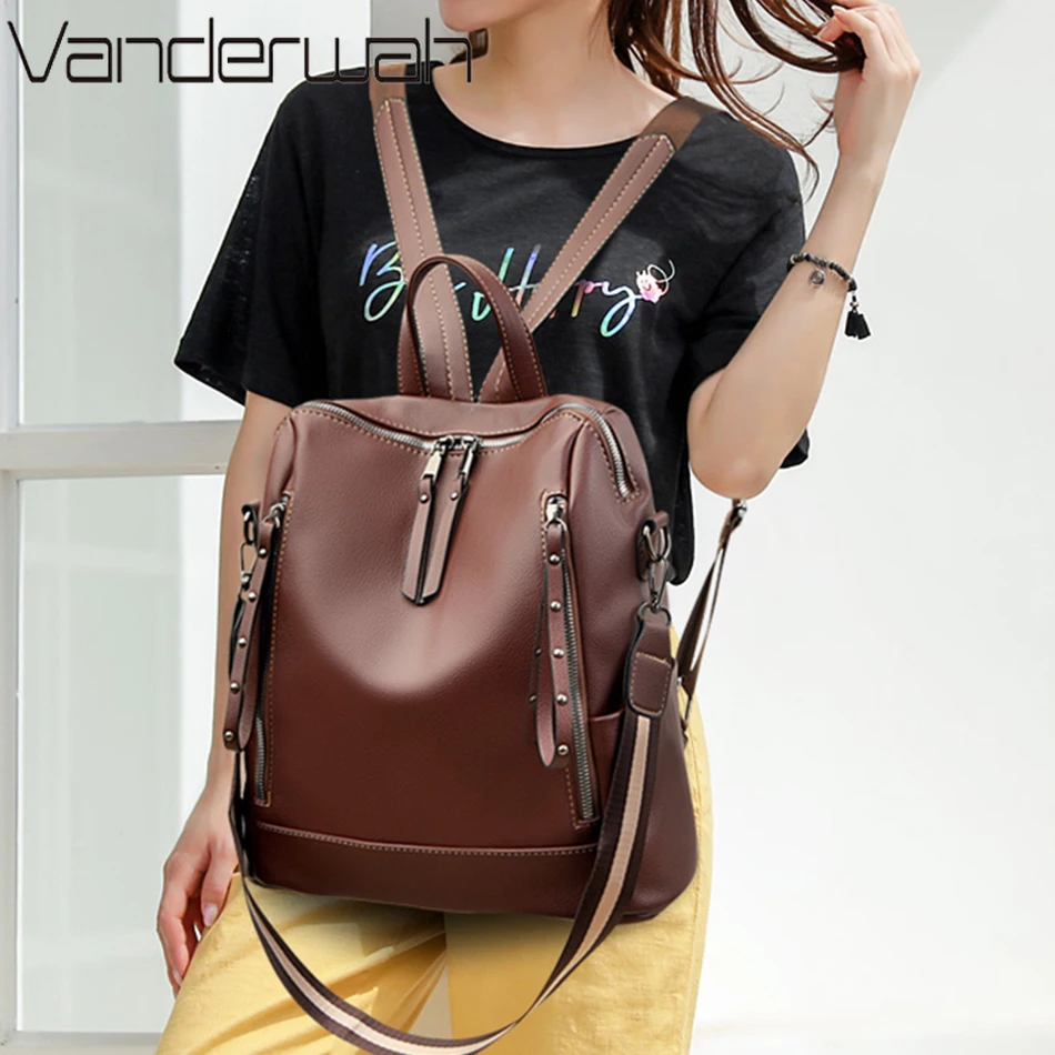 デラックスブランドのソフトレザーバックパック,防水,プレッピ - Luxury Bags Brands For Women のレビューと価格