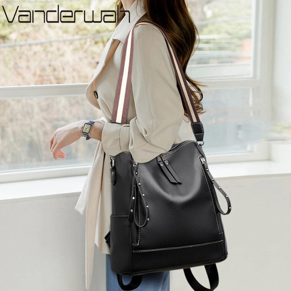 デラックスブランドのソフトレザーバックパック,防水,プレッピ - Luxury Bags Brands For Women のレビューと価格