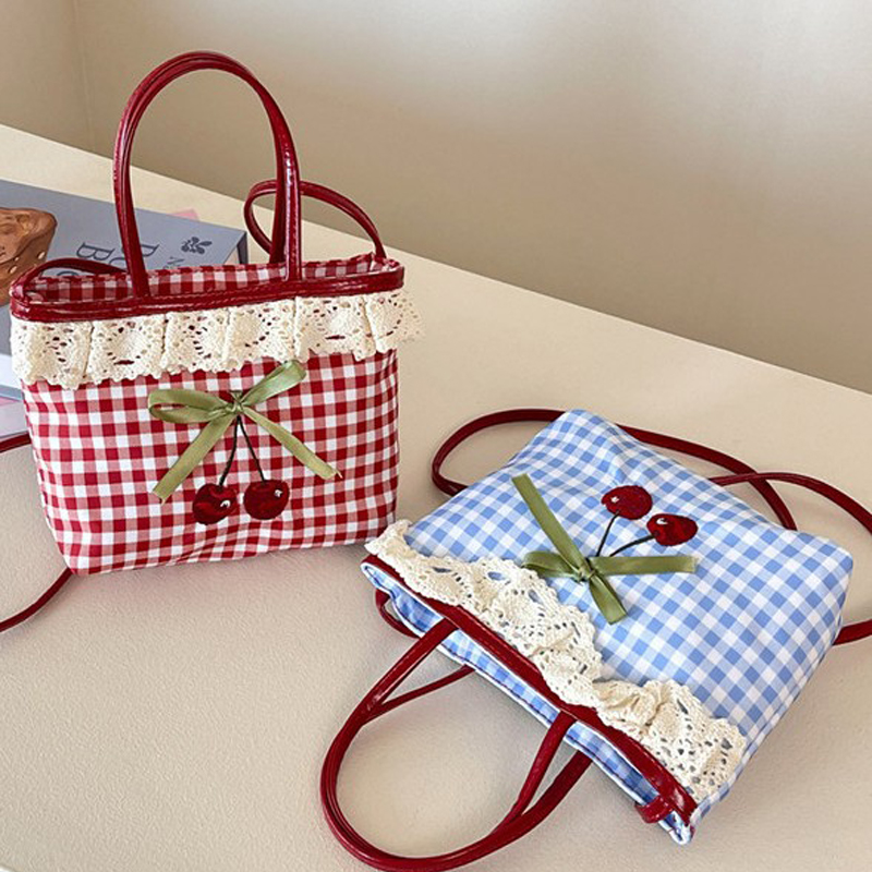 女性の新しいハンドバッグ韓国チェック柄水玉模様のリボンかわい - Luxury Bags Brands For Women のレビューと価格